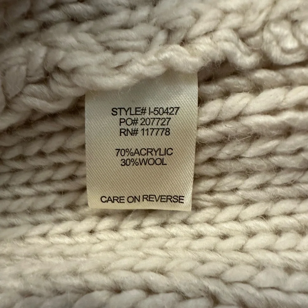 Love Stitch chunky Cable Knit Wool Blend Cowl Neck Cropped oversized sweater M